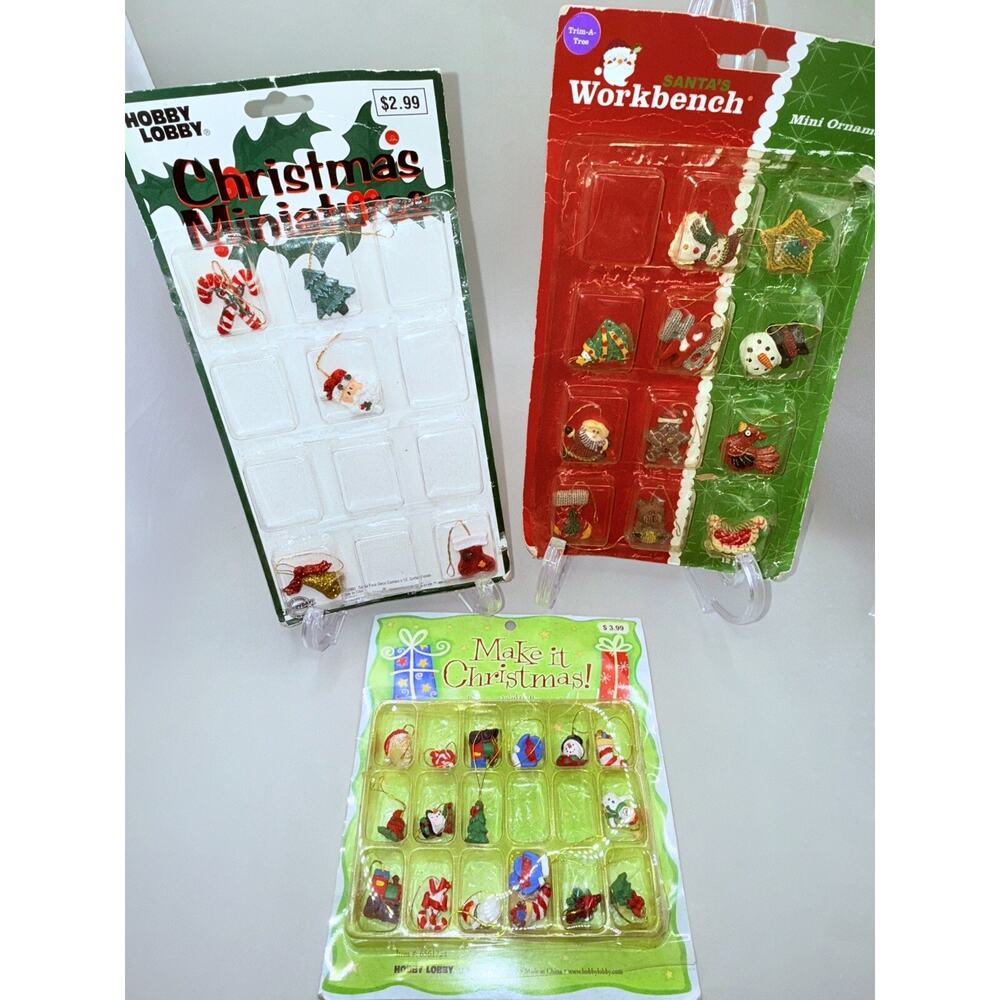 Vintage Mini Dollhouse Ornaments Christmas Tree Resin Lot of 34 Miniature